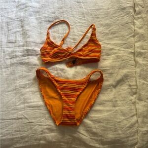 Triangl Swimwear Orange Striped Bikini